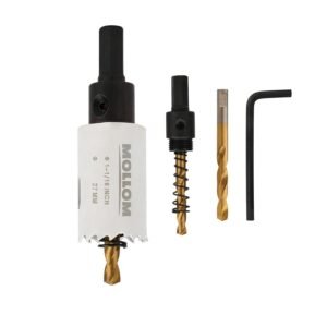 Mollom (27mm | 1-1/16") HSS M42 with 8% Cobalt BI-Metal Hole Saw with 2 Pilot Drill Bits & Arbor Smooth Cutting for PVC,Drywall,Wood,Plastic,Gypsum Board,Rubber