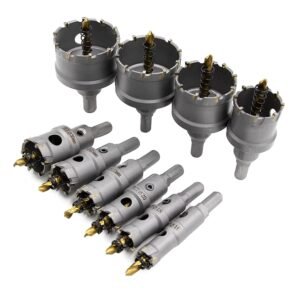 10Pcs TCT Hole Saw Kit,Tungsten Carbide Tipped Hole Saw Set, Hole Cutter Heavy Duty for Stainless Steel.(5/8"-2-1/8”).