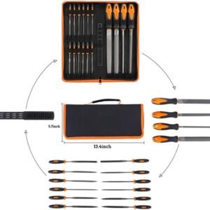 17Pcs File Tool Set with Carry Case,Premium Grade T12 Drop Forged Alloy Steel, Precision Flat/Triangle/Half-round/Round Large File and 12pcs Needle Files/1 brush 12 17Pcs File Tool Set with Carry Case,Premium Grade T12 Drop Forged Alloy Steel, Precision Flat/Triangle/Half-round/Round Large File and 12pcs Needle Files/1 brush - Image 3