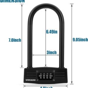 USHAKE Bike Combination U Lock, Heavy Duty Bike Combination U Lock Paddle Lock for Bicycle Electric Scooter Motorcycles Metal Fence Gate Anti Theft 12 USHAKE Bike Combination U Lock, Heavy Duty Bike Combination U Lock Paddle Lock for Bicycle Electric Scooter Motorcycles Metal Fence Gate Anti Theft - Image 4