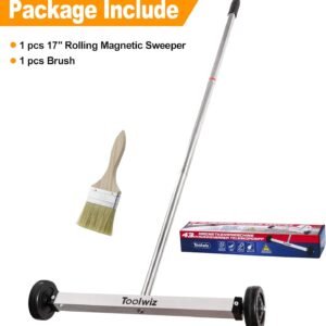 Toolwiz Magnetic Pick Up Sweeper 17-inch Heavy Duty Magnet Pickup Lawn Sweeper Roofing Tools, 8.8 Lbs Yard Magnet with Telescoping Holder and Wheels to Pick Up Nails Magnetic Sweeper for Construction 20 Toolwiz Magnetic Pick Up Sweeper 17-inch Heavy Duty Magnet Pickup Lawn Sweeper Roofing Tools, 8.8 Lbs Yard Magnet with Telescoping Holder and Wheels to Pick Up Nails Magnetic Sweeper for Construction - Image 10