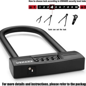 USHAKE Bike Combination U Lock, Heavy Duty Bike Combination U Lock Paddle Lock for Bicycle Electric Scooter Motorcycles Metal Fence Gate Anti Theft 15 USHAKE Bike Combination U Lock, Heavy Duty Bike Combination U Lock Paddle Lock for Bicycle Electric Scooter Motorcycles Metal Fence Gate Anti Theft - Image 7