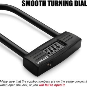 USHAKE Bike Combination U Lock, Heavy Duty Bike Combination U Lock Paddle Lock for Bicycle Electric Scooter Motorcycles Metal Fence Gate Anti Theft 11 USHAKE Bike Combination U Lock, Heavy Duty Bike Combination U Lock Paddle Lock for Bicycle Electric Scooter Motorcycles Metal Fence Gate Anti Theft - Image 3
