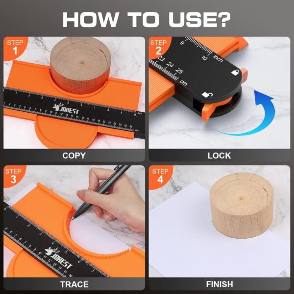 JOREST Contour Gauge with Lock (10 Inch), Gifts Ideas for Men Dad Carpenter Handyman, Profile Tool for Tile Flooring, Carpet laying, Woodworking, Measuring Angle/Shape/Outline/Edge 3 711eWKTmj+L. AC SL1500