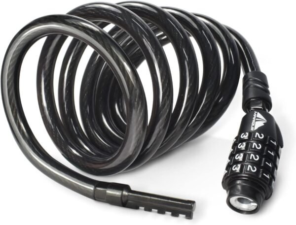 MARQUE Combination Bike Lock Cable- 3/8 inch (5FT, 10FT, 15FT, 25FT) Resettable Combination Lock, Anti-Theft Coiled Secutiry Cable for Bicycles, Kayaks, Paddle Boards, Gates and Outdoor Gear (5 FT) 2 717QEiZ8k L. AC SL1500