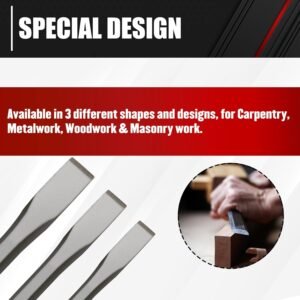 C&T 3-Piece Heavy Duty All Purpose Cold Chisels Kit, 3/8, 1/2, 5/8 in, for Carpentry, Metalwork, Woodwork & Masonry work 11 C&T 3-Piece Heavy Duty All Purpose Cold Chisels Kit, 3/8, 1/2, 5/8 in, for Carpentry, Metalwork, Woodwork & Masonry work - Image 3