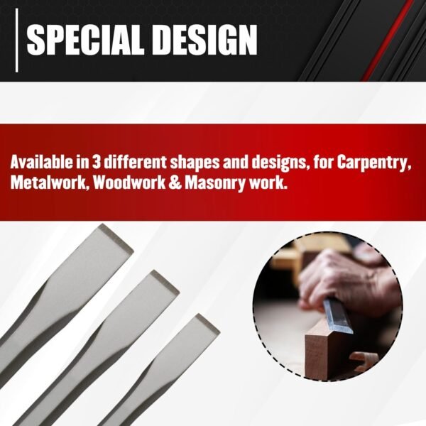 C&T 3-Piece Heavy Duty All Purpose Cold Chisels Kit, 3/8, 1/2, 5/8 in, for Carpentry, Metalwork, Woodwork & Masonry work 3 71D3w+hVVaL. AC SL1500