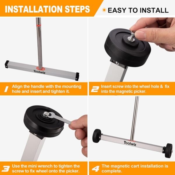 Toolwiz Magnetic Pick Up Sweeper 17-inch Heavy Duty Magnet Pickup Lawn Sweeper Roofing Tools, 8.8 Lbs Yard Magnet with Telescoping Holder and Wheels to Pick Up Nails Magnetic Sweeper for Construction 9 71Lep0hjVLL. AC SL1500