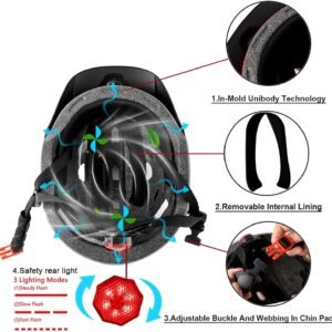 Kids Bike Helmet,Bavilk Kids Boys Girls Bike Helmets with LED Light Detachable Visor Children Youth Teen Multi-Sport for Skating Cycling Scooter Skateboard Adjustable & Lightweight 19.7"-22.4" 14 Kids Bike Helmet,Bavilk Kids Boys Girls Bike Helmets with LED Light Detachable Visor Children Youth Teen Multi-Sport for Skating Cycling Scooter Skateboard Adjustable & Lightweight 19.7"-22.4" - Image 5