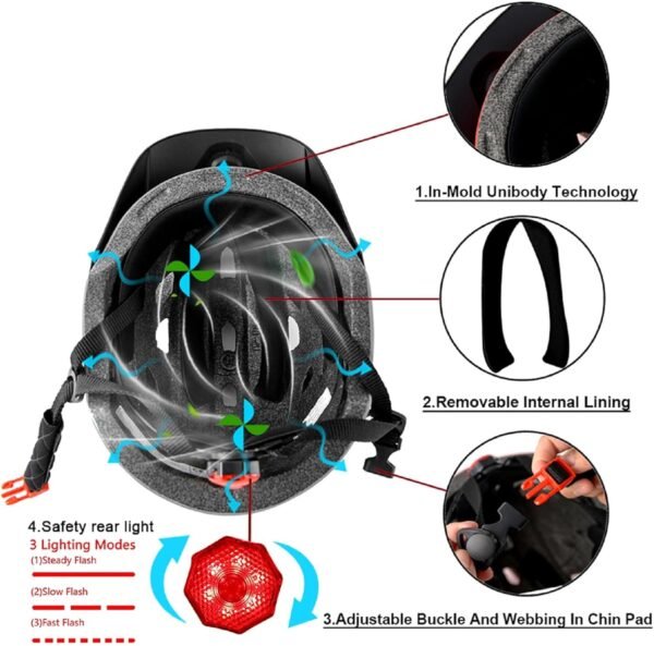 Kids Bike Helmet,Bavilk Kids Boys Girls Bike Helmets with LED Light Detachable Visor Children Youth Teen Multi-Sport for Skating Cycling Scooter Skateboard Adjustable & Lightweight 19.7"-22.4" 5 71dD4CHBSGL. AC SL1500
