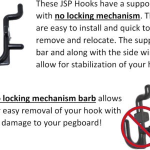 JSP Manufacturing Peg Board Non-Locking Plastic J Hook Style Hooks | Garage Tool Storage Craft Hooks Pegboard Asscessories (100, Black) 17 JSP Manufacturing Peg Board Non-Locking Plastic J Hook Style Hooks | Garage Tool Storage Craft Hooks Pegboard Asscessories (100, Black) - Image 7