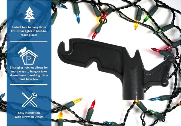 JSP Manufacturing Multi-Purpose Plastic Utility Hook Screw On Pole Attachment (Pole NOT Included) - Hang Christmas Lights, Bird feeders, Sting Lights, Ropes, Boat Lines (2, Black) 9 81Gvh9MIbNL. AC SL1500