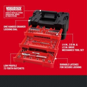 CRAFTSMAN Socket Set with Case VERSASTACK 230 Pcs Mechanics Tool Set, 1/4 in, 3/8 in, and 1/2 Drive, Standard and Deep Socket Set, Short and Long Arm Hex Keys (CMMT45306) - Image 4