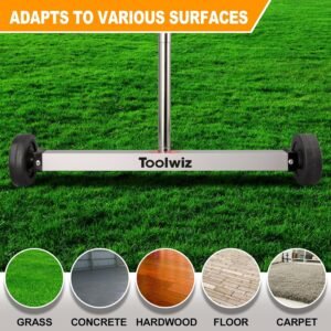 Toolwiz Magnetic Pick Up Sweeper 17-inch Heavy Duty Magnet Pickup Lawn Sweeper Roofing Tools, 8.8 Lbs Yard Magnet with Telescoping Holder and Wheels to Pick Up Nails Magnetic Sweeper for Construction 13 Toolwiz Magnetic Pick Up Sweeper 17-inch Heavy Duty Magnet Pickup Lawn Sweeper Roofing Tools, 8.8 Lbs Yard Magnet with Telescoping Holder and Wheels to Pick Up Nails Magnetic Sweeper for Construction - Image 3