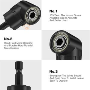 17Pcs Flexible Drill Bit Extension, Include 3Pcs Rotatable Socket Adapter 2Pcs Hex Shank 105° Right Angle Drill Attachment 10 Short Screwdriver Bits 90° Angled Bits and Bendable Extension 17 17Pcs Flexible Drill Bit Extension, Include 3Pcs Rotatable Socket Adapter 2Pcs Hex Shank 105° Right Angle Drill Attachment 10 Short Screwdriver Bits 90° Angled Bits and Bendable Extension - Image 7