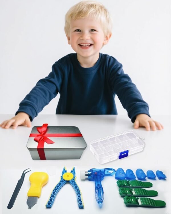 15PCS Remover Building Blocks Tool Kit - 3 PCS Brick Separator, Blocks Tool Suit, Multi-Functional Hammer, Red Gift Ribbon, Pliers, Tweezers, Finger Protectors with Iron-Box (Blue) 9 514O8IFpoAL. AC SL1000