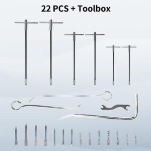 SOKO 23PCS Packing Extractor Set JT-T700, Portable Packing Extractor Tool Kit Consists of Different Length and Tip Design Included Stainless Steel Shaft Remover Pulling Hooks with Wrench&Toolbox - Image 3