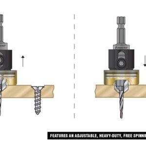 Amana Tool 55151 Carbide Tipped 82 Degree Countersink with Tapered Drill and Adjustable Depth Stop with No-Thrust BB 3/8 D x 1/8 Drill D x 1/4 Inch Quick Release Hex SHK - Image 4
