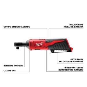Milwaukee 2457-20 M12 Cordless 3/8" Sub-Compact 35 ft-Lbs 250 RPM Ratchet w/ Variable Speed Trigger - Image 4