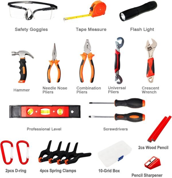 25 Pieces Kids Real Tool Kit Children Real Tool Set with Real Hand Tools, Kids Tool Belt, Pouch Bag,Magnetic Wristband for Small Hands DIY Woodworking Projects Home Repair 4 61+16MyBkeL. AC SL1500