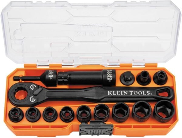 Klein Tools 65400 KNECT 15-Piece Pass Through Socket Set, SAE Impact Socket Set with MODbox Case, Sockets, Bits, Accessories and 3/8-Inch Drive Adapter 2 61 A5GsM6HL. AC SL1000