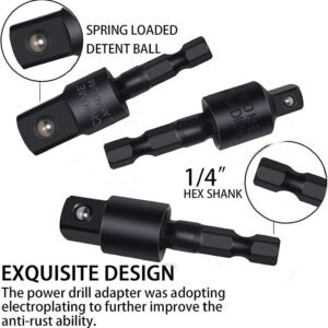 Right Angle Drill Adaptor,4-in-1 Impact Drill Bit Extension,360° Rotatable 1/4 3/8 1/2" Impact Grade Socket Adapter Set,105 Degree Angle Screwdriver Drill Bit for Household Workplace Industry 17 Right Angle Drill Adaptor,4-in-1 Impact Drill Bit Extension,360° Rotatable 1/4 3/8 1/2" Impact Grade Socket Adapter Set,105 Degree Angle Screwdriver Drill Bit for Household Workplace Industry - Image 7