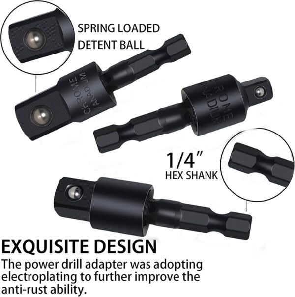 Right Angle Drill Adaptor,4-in-1 Impact Drill Bit Extension,360° Rotatable 1/4 3/8 1/2" Impact Grade Socket Adapter Set,105 Degree Angle Screwdriver Drill Bit for Household Workplace Industry 7 613chPTQskL. AC SL1500