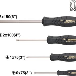 VESSEL - ARMOR GRIP™ Screwdriver Cross Point 4PC. Set (JISDRIVE) No.550APH4PBU 12 VESSEL - ARMOR GRIP™ Screwdriver Cross Point 4PC. Set (JISDRIVE) No.550APH4PBU - Image 5