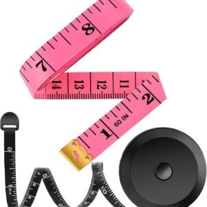 iBayam 2 Pack Tape Measure Measuring Tape for Body Fabric Sewing Tailor Cloth Knitting Vinyl Home Craft Measurements, 60-Inch Soft Fashion Pink & Retractable Black Double Scales Rulers for Body Weight - Image 2