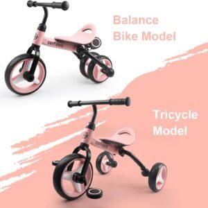 YGJT 4 in 1 Tricycle for Toddlers Age 2-5, Folding Kids Trike Tricycles Toddler Bike with Adjustable Seat and Removable Pedal, Baby Balance Bike Ride-on Toys Gift for Baby Boys Girls Birthday - Image 4
