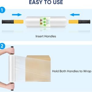 TICONN Stretch Wrap Stretch Film Roll, 1000ft Industrial Strength 15 inch Wide Clear Plastic Wrap with Handles for Pallet Wrapping Shipping Moving - Image 7