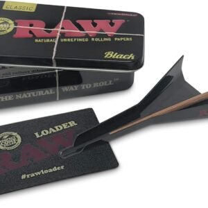 RAW Pre Rolled Cone Loader: 1-1/4 Size, King, & 98 Special Mess Free Perfect Cone Packer – 5 Piece Kit – Static Free Scoop Card, Funnel, & Packing Tool, RAWthentic Tin - Image 9