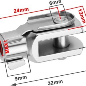 2Pcs M6x1 Thread 32mm Length Air Cylinder Rod Clevis End Clevis Fork End Yoke Joint with Spring Pin Steel Zinc Plated Y Connector for Electronic Automatic Equipment 13 2Pcs M6x1 Thread 32mm Length Air Cylinder Rod Clevis End Clevis Fork End Yoke Joint with Spring Pin Steel Zinc Plated Y Connector for Electronic Automatic Equipment - Image 5