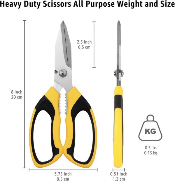 Utility Scissors Heavy Duty: 8-Inch sharp Scissors All Purpose heavy duty, Serrated Blades Cut Carpet, Cardboard, Wire, Leather, Fabric, Multipurpose Shears for Kitchen, Garden, Office, Craft 4 61Ev3dnvDML. AC SL1500