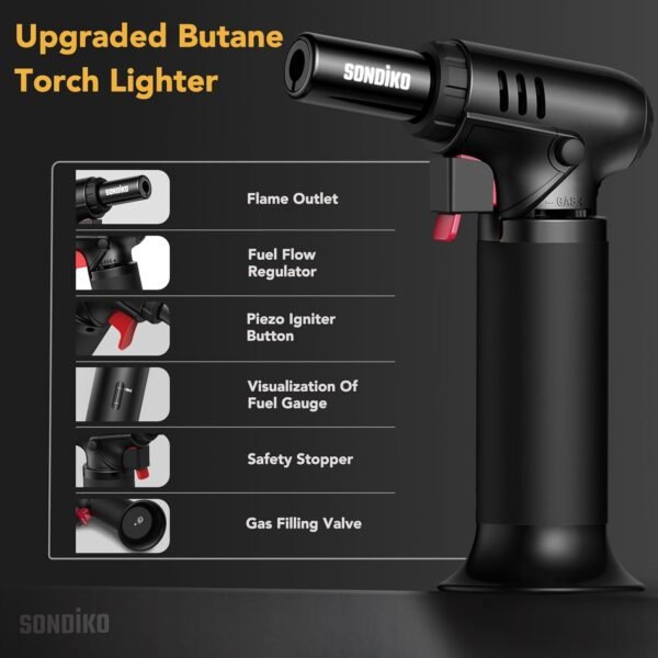 Sondiko Butane Torch Lighter with Fuel Gauge, Refillable Soldering Torch with Adjustable Flame for Welding, Resin Art, Industrial(Butane Gas Not Included) 5 61FxvNn7SBL. AC SL1500