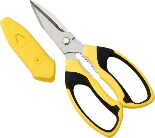 Utility Scissors Heavy Duty: 8-Inch sharp Scissors All Purpose heavy duty, Serrated Blades Cut Carpet, Cardboard, Wire, Leather, Fabric, Multipurpose Shears for Kitchen, Garden, Office, Craft 2 61HSj8FLDSL. AC SL1500