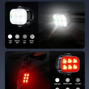 Bike Lights for Night Riding, USB Rechargeable Bike Lights Front and Back, Waterproof IP65 Bicycle Light, 4+6 Modes Bike Headlight and Tail Light Set,1.5 Hrs Fast Charging, Easy to Install - Image 5
