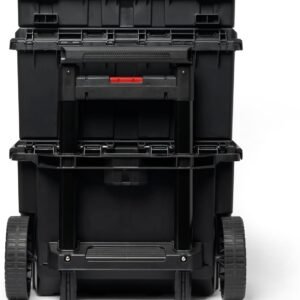 Keter Stack-n-Roll Modular Tools Organizer for Garage Storage and DIY, 3 Piece Resin Rolling Tool Box System for Small Parts, Black - Image 11