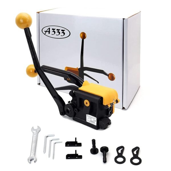 Steel Strapping Tool A333 Stainless Manual Belt Packaging Banding Machine Metal Free Buckle Packing for Width 1/2" 5/8" 3/4" Sealless Combination Tools 9 61KaJ5wom5L. SL1500