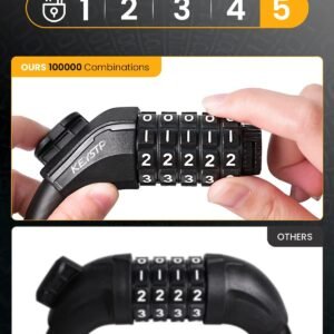 Bike Lock Cable with Combination,High Security 5-Digit Resettable Combination Bicycle Lock Anti-Theft, with Mounting Bracket for Bikes and Scooters 9 Bike Lock Cable with Combination,High Security 5-Digit Resettable Combination Bicycle Lock Anti-Theft, with Mounting Bracket for Bikes and Scooters - Image 3