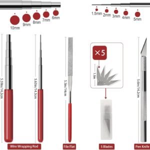 23 Pieces Metal Puzzle Tool Kit, AHIER Metal Model Tool Kit Including Plier Bending Assist Tools File Flat Tweezers Wire Wrapping Rod, 3D Metal Earth Tool Kit Model Building Tools - Image 8