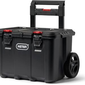 Keter Stack-n-Roll Modular Tools Organizer for Garage Storage and DIY, 3 Piece Resin Rolling Tool Box System for Small Parts, Black - Image 12