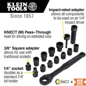 Klein Tools 65400 KNECT 15-Piece Pass Through Socket Set, SAE Impact Socket Set with MODbox Case, Sockets, Bits, Accessories and 3/8-Inch Drive Adapter 18 Klein Tools 65400 KNECT 15-Piece Pass Through Socket Set, SAE Impact Socket Set with MODbox Case, Sockets, Bits, Accessories and 3/8-Inch Drive Adapter - Image 3
