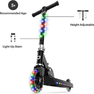 Jetson Jupiter Kids 2-Wheel Light-Up Kick Scooter, LED Lights on Handlebar, Stem, Wheels & Deck, Adjustable Handlebar, Rear Brake, Easy-Folding Mechanism, Ages 5+ 9 Jetson Jupiter Kids 2-Wheel Light-Up Kick Scooter, LED Lights on Handlebar, Stem, Wheels & Deck, Adjustable Handlebar, Rear Brake, Easy-Folding Mechanism, Ages 5+ - Image 3