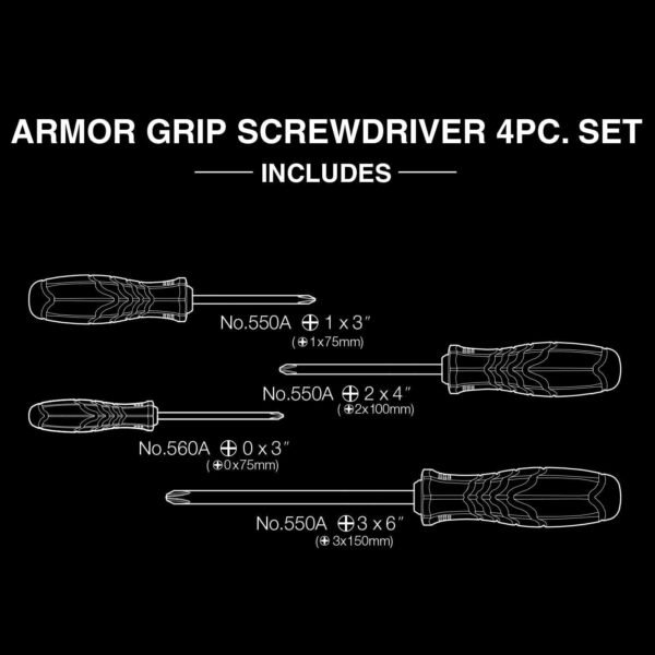 VESSEL - ARMOR GRIP™ Screwdriver Cross Point 4PC. Set (JISDRIVE) No.550APH4PBU 6 61PoM1GvD1L. AC SL1500