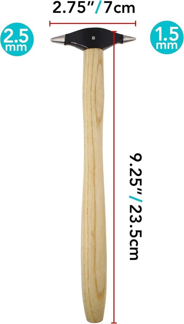 The Beadsmith Micro Embossing Hammer - 9 inches wooden handle, 65mm two-sided steel head with 1.5 & 2.5mm faces - Repousse Tool Used to Add Texture and Dimension to Metalwork 5 61Q7x z+ 3S. AC SL1500