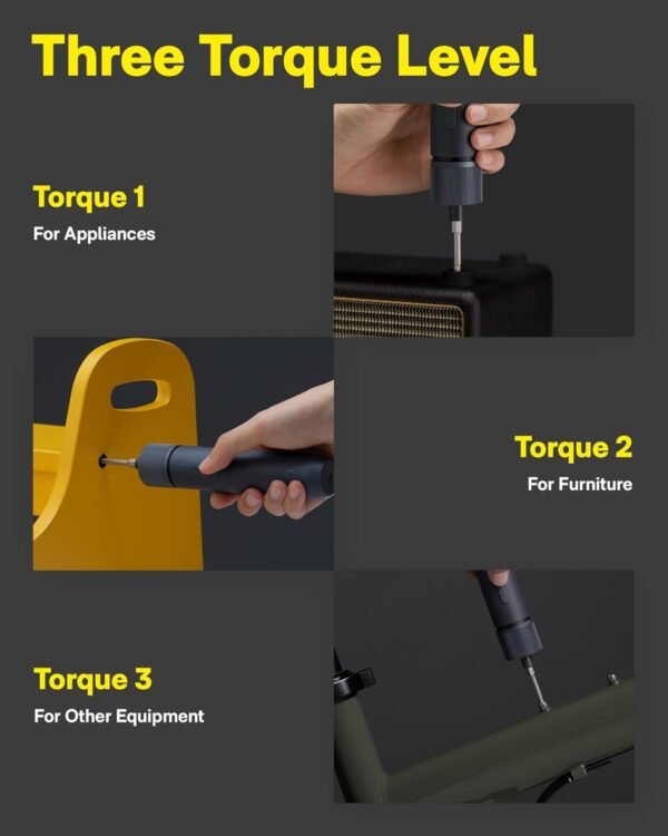 HOTO Electric Screwdriver Kit, 25-Piece Upgraded Bit Set, 3.6V Cordless Screwdriver Rechargeable, Magnetic Case Lid, 3 Torque Settings, 1500mAh Battery, LED Light for Furniture/Electrical Repairs 4 61TJKQcsbRL. AC SL1500