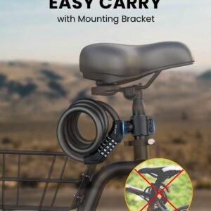 Bike Lock Cable with Combination,High Security 5-Digit Resettable Combination Bicycle Lock Anti-Theft, with Mounting Bracket for Bikes and Scooters 10 Bike Lock Cable with Combination,High Security 5-Digit Resettable Combination Bicycle Lock Anti-Theft, with Mounting Bracket for Bikes and Scooters - Image 4