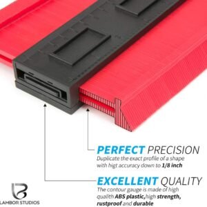 Contour Gauge 10 Inch, Widen Plastic Profile Gauge Duplicator, Precisely Copy Irregular Shapes Wood Template Measuring Tool for Perfect Fit and Easy Cutting (10 Inch Widen-Red) - Image 4