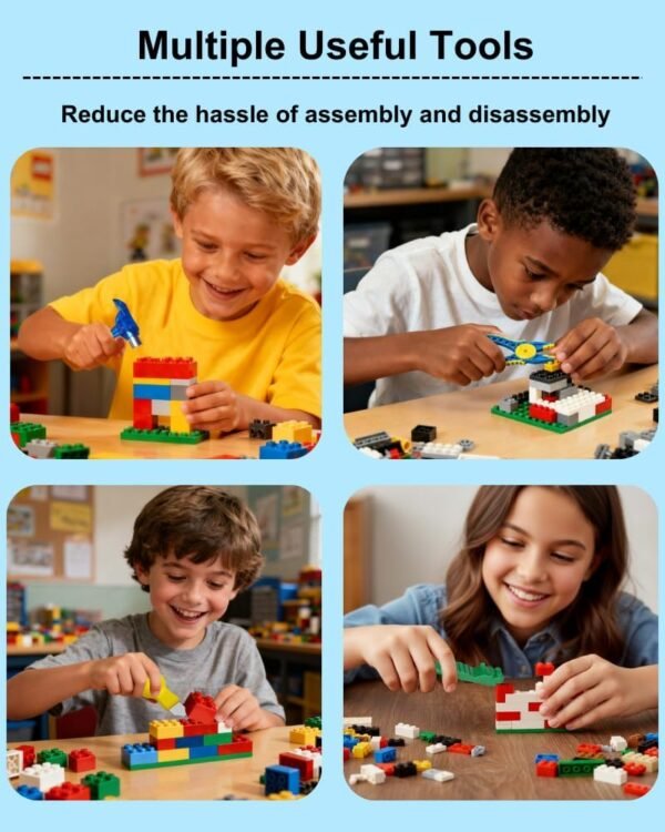 15PCS Remover Building Blocks Tool Kit - 3 PCS Brick Separator, Blocks Tool Suit, Multi-Functional Hammer, Red Gift Ribbon, Pliers, Tweezers, Finger Protectors with Iron-Box (Blue) 7 61V8bepM KL. AC SL1000